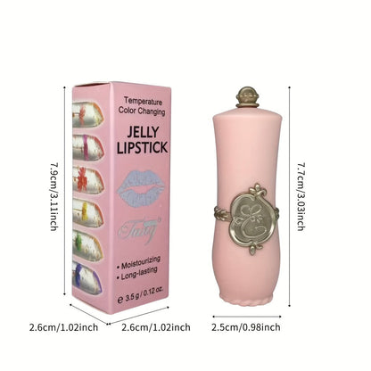 Color Changing Lip Balm Set 6PCS Flower Jelly Lipstick Thermostat Tinted Moisturizing Peach Flavor - Glossy Natural Look Lip Care Gift for Women Girls Pink Black