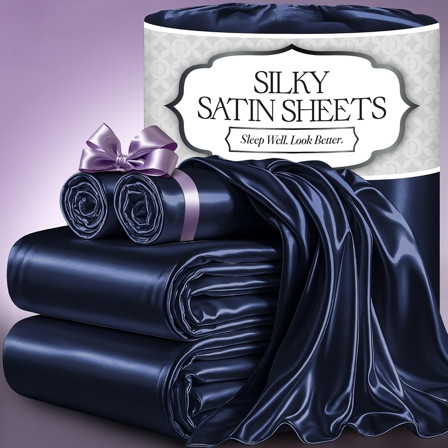 Bed Sheet Set 4-Piece Microfiber Satin Weave with 40–44 cm Pocket, Four Sizes and Seven Colors