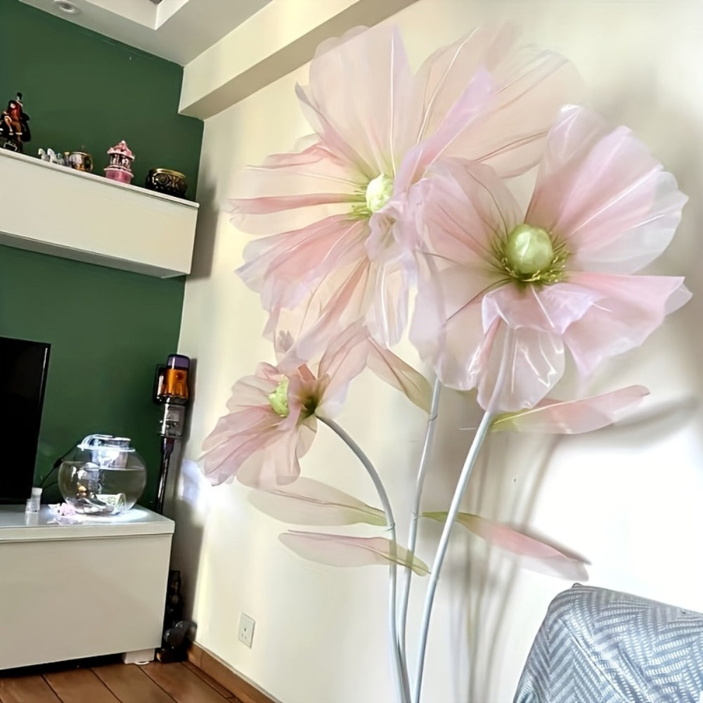 Artificial Flowers Giant Three-Piece Silk Mesh Display Set with Base, Branches and Eight Color Options