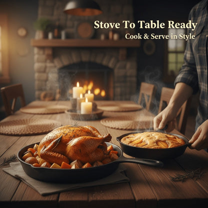 Cast Iron Cookware Collection with Eight Skillet, Dutch Pot, Griddle, Baking Tray and Set Configurations