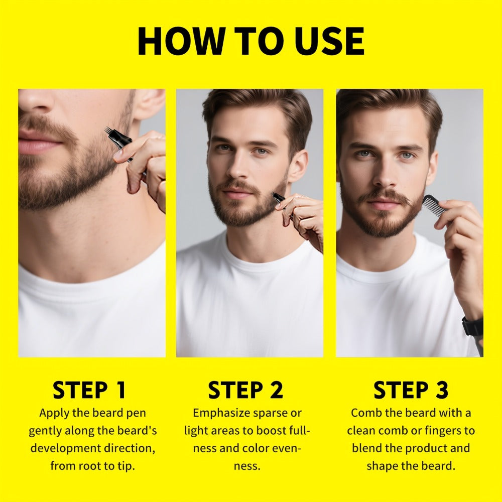 Beard Filler Pencil with Brush — Waterproof Long-Lasting Beard Pencil for Fuller Thicker Beard | Fills Sparse Patchy Beard & Mustache | Men's Grooming Tool | Black & Dark Brown | 1pc or 2pcs