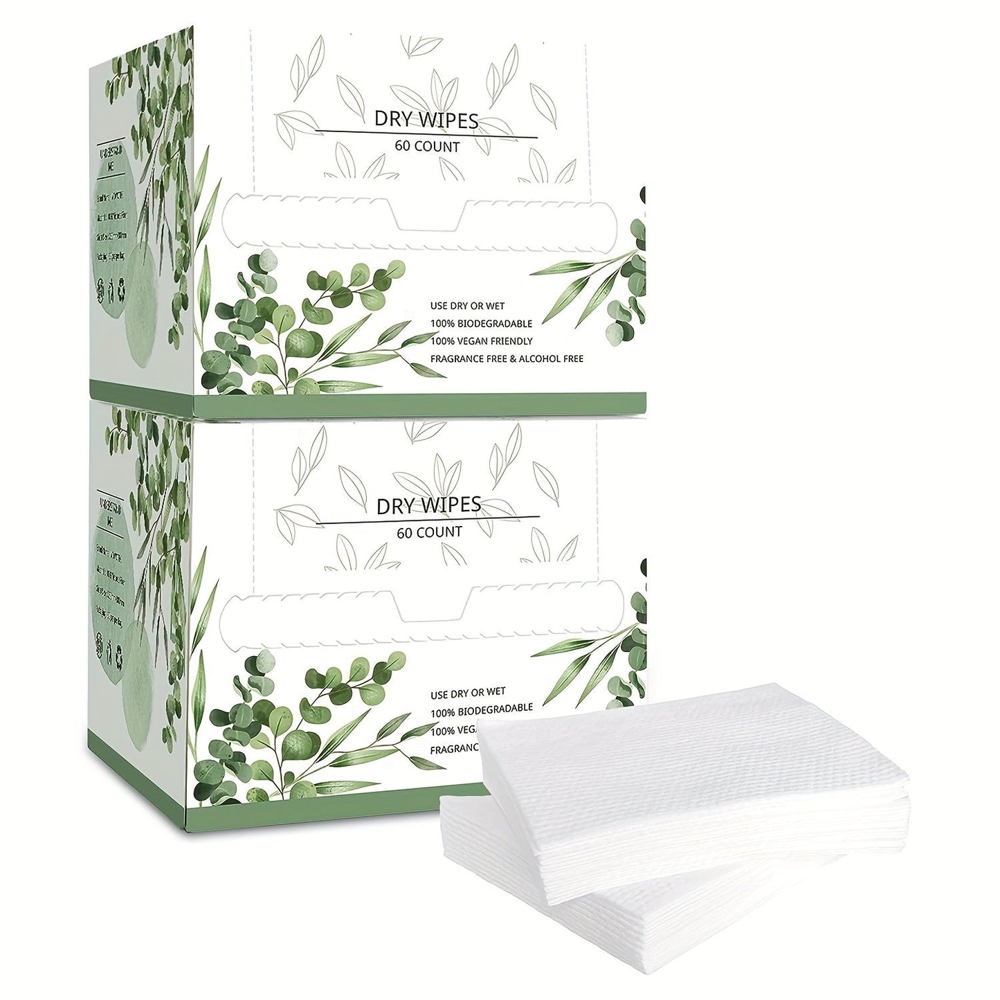 60-Count Large Dry Facial Cleansing Towels in 1-, 2- or 4-Box Options with 10 x 12 Inch Sheets
