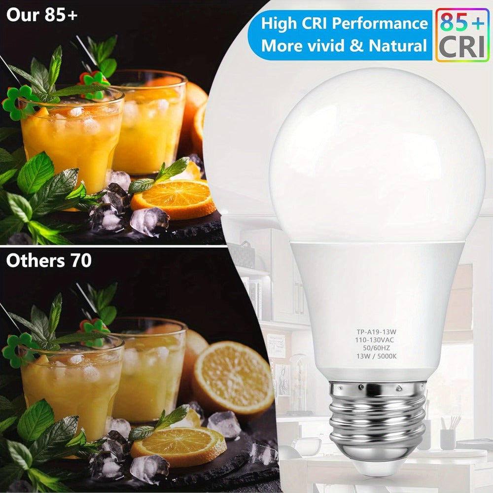 A19 LED Light Bulbs with E26 Base, 15W 1500-Lumen Rating and 5000K Daylight in 4-, 12- or 24-Pack Options