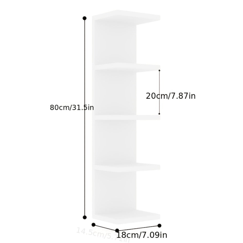 5-Tier Floating Wall Shelf Wall-Mounted Storage Rack 31.5" - Space Saving Display Shelves for Bedroom Living Room Oak Finish Easy Install Thickened Suspended Wall Organizer
