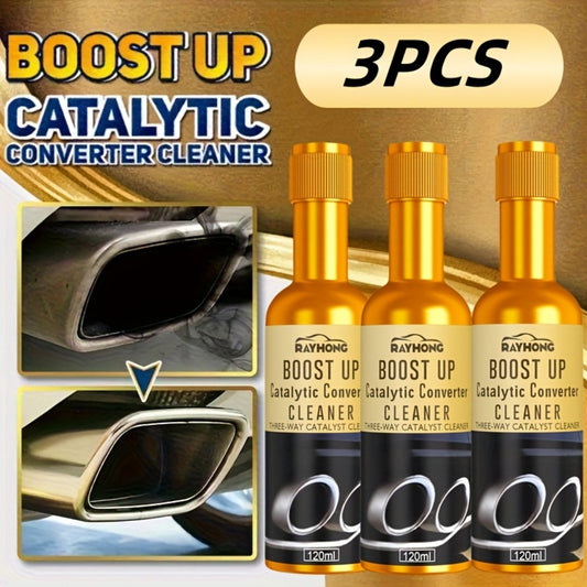 Catalytic Converter Cleaner & Fuel System Treatment 3-Pack - 3-Element Deep Clean Engine Carbon Remover for All Vehicles
