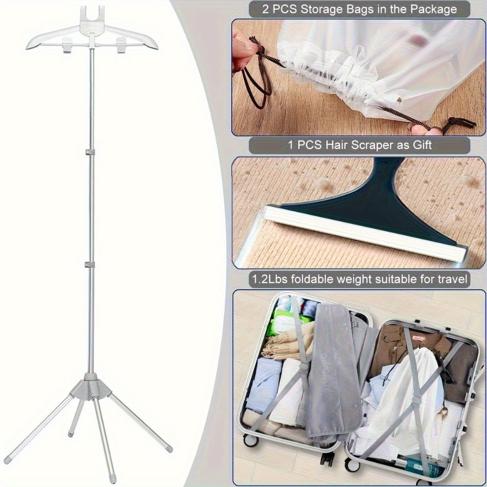 Clothes Drying Rack Foldable Height Adjustable Telescopic Ironing Rack, Aluminum Alloy Garment Rack with 360° Rotating Arm, Multi-Layer Hanging Drying Stand, Space-Saving Laundry Rack for Home Bedroom