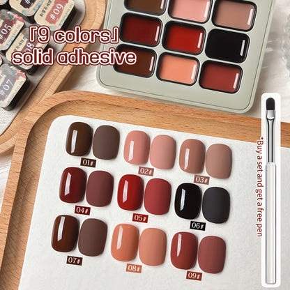 Gel Nail Polish – Set 9 Colors Autumn Harvest High Saturation Soak-Off LED — Alcohol-Free Long-Lasting Solid Kit with Light Therapy Pen…