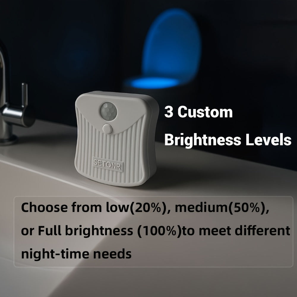Two-Piece Clip-On Toilet Bowl LED Night Light Set with Motion Sensor and Three Brightness Levels