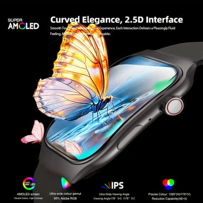 Smart Watch 2.01-Inch Curved Display with Music Control, Message Alerts and Slim Black Band