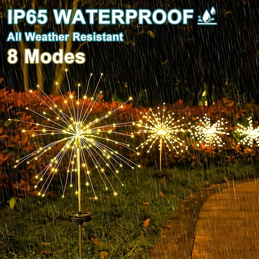 Solar Garden Lights Outdoor Waterproof IP65 – Fireworks Fairy Lights 8 Modes Multi-Color Solar Powered Landscape Decoration for Garden Balcony Pathway Lawn Christmas Holiday 240 320 LED 4 Pack