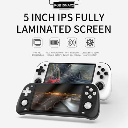Handheld Game Console Powkiddy RGB10MAX2 with 5-inch IPS, 128GB or 64GB Options, ArkOS for Portable Retro Gaming and Travel Play