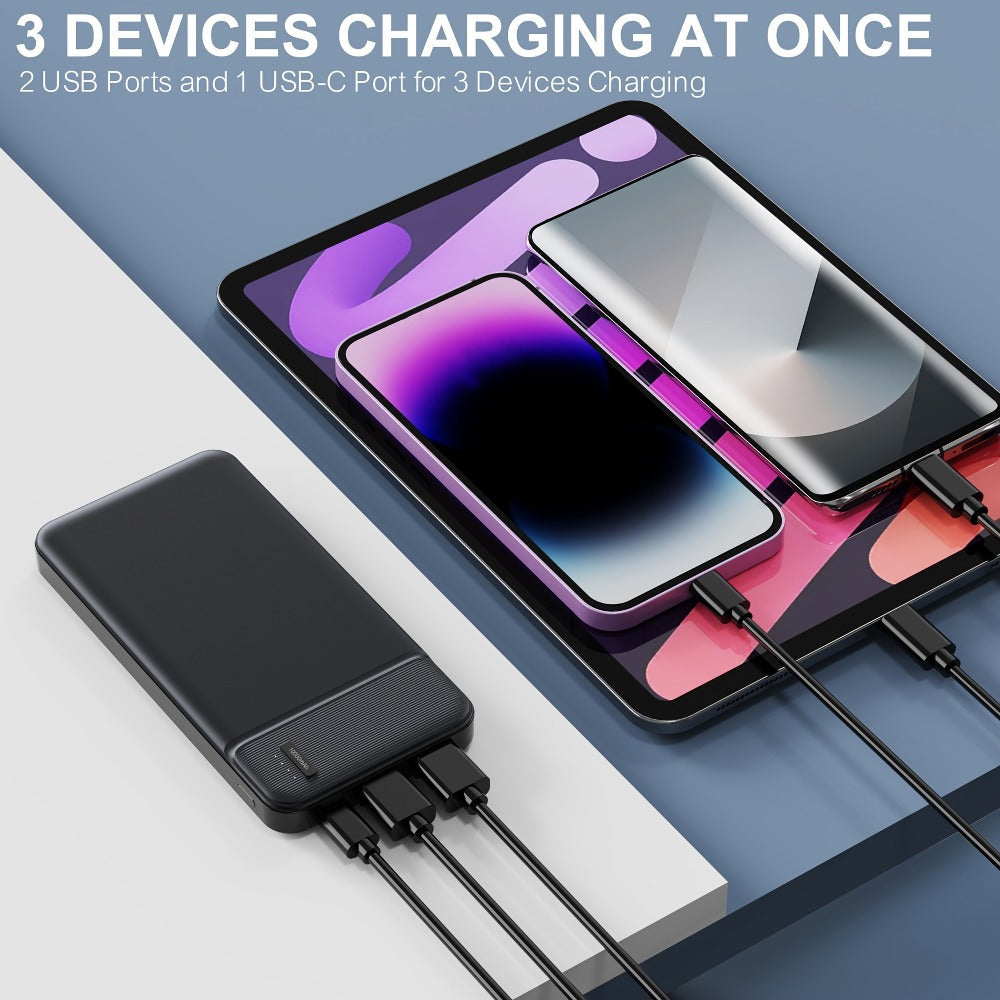 Power Bank 10000mAh 5V for Heated Clothing with PD 22.5W Charging in Black or White Battery Pack