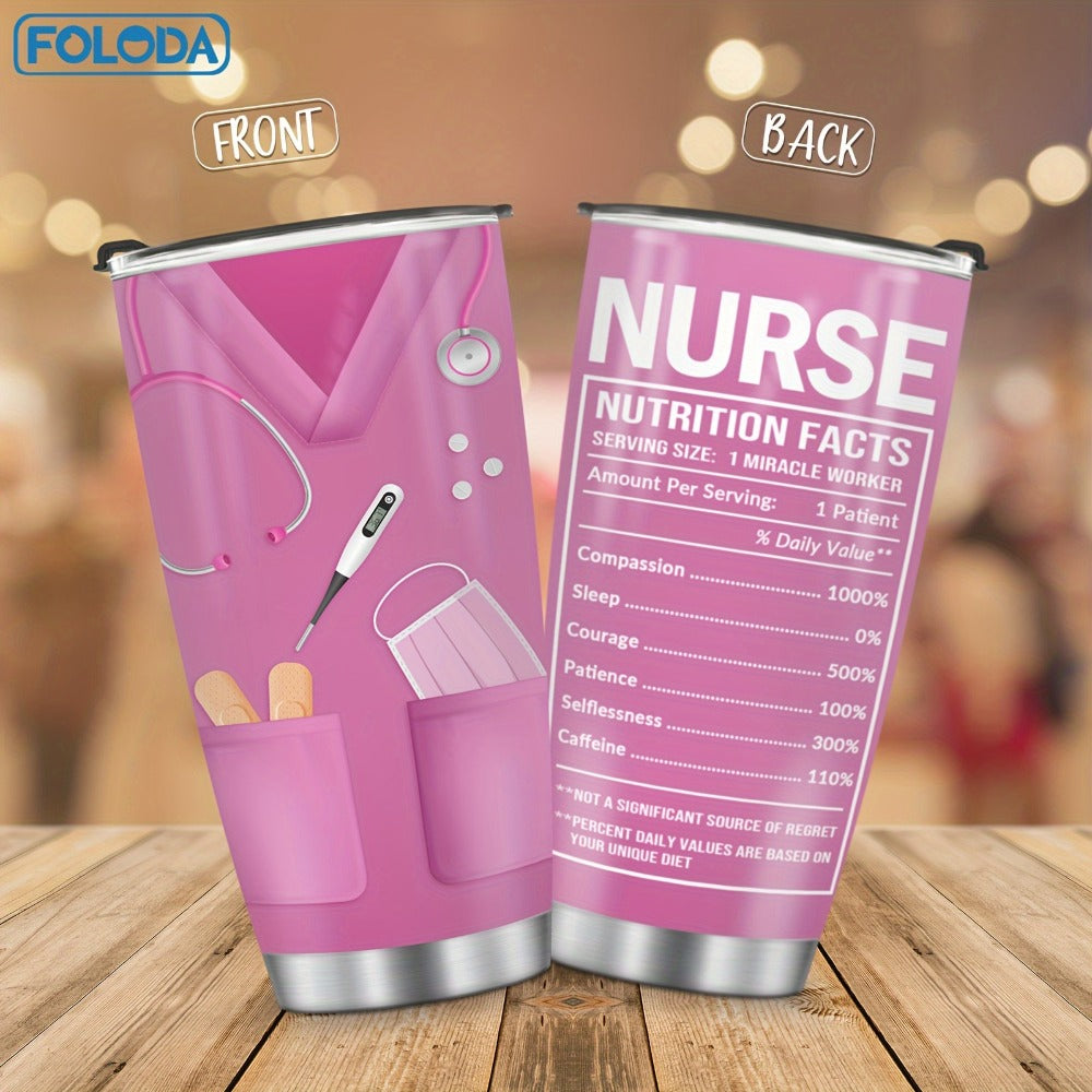 Insulated Tumbler 20oz Nurse Graphic Stainless Steel Vacuum Travel Mug in Four Color Options