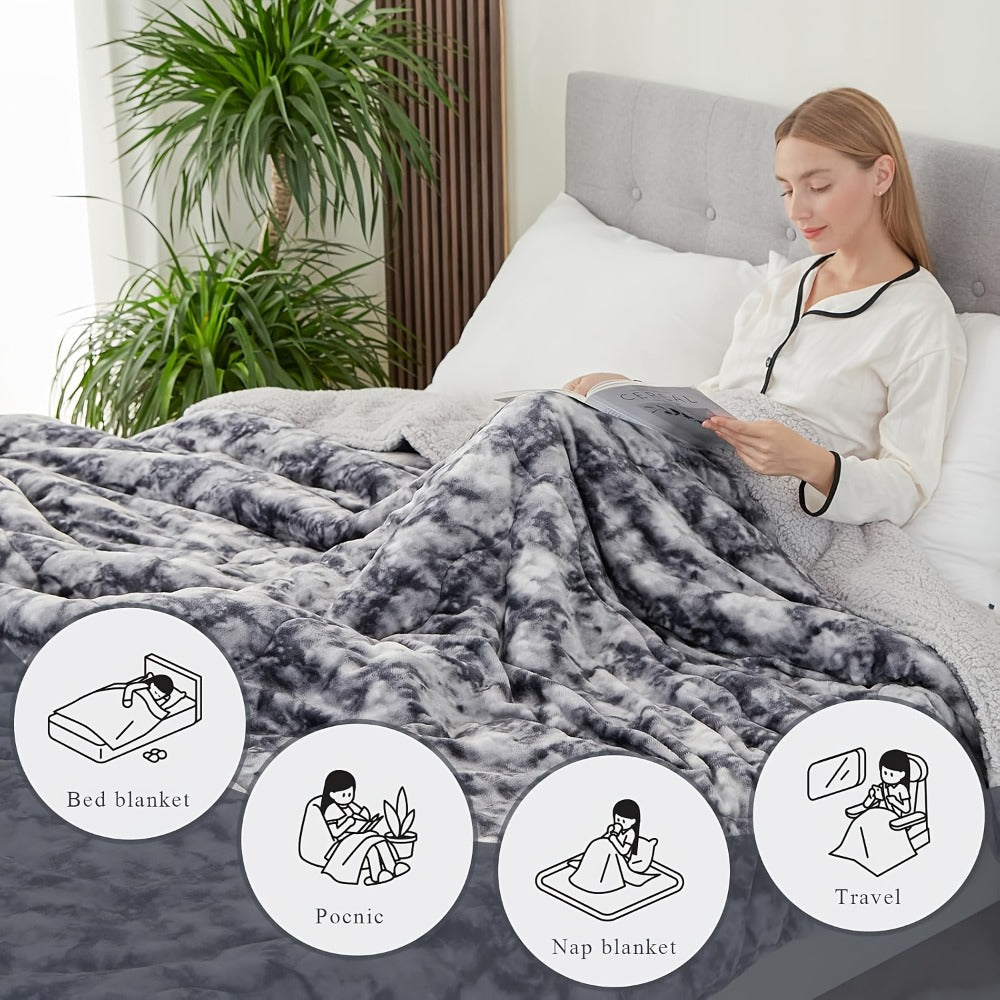 Moire Pattern Flannel Blanket – 200-250gsm Thick Plush Reversible Throw for Sofa & Bed, Soft Cozy Microfiber, 5 Colors, 4 Sizes