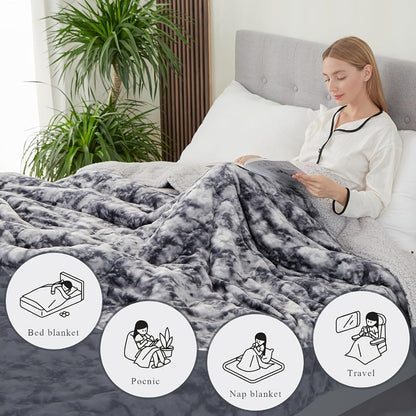 Moire Pattern Flannel Blanket – 200-250gsm Thick Plush Reversible Throw for Sofa & Bed, Soft Cozy Microfiber, 5 Colors, 4 Sizes