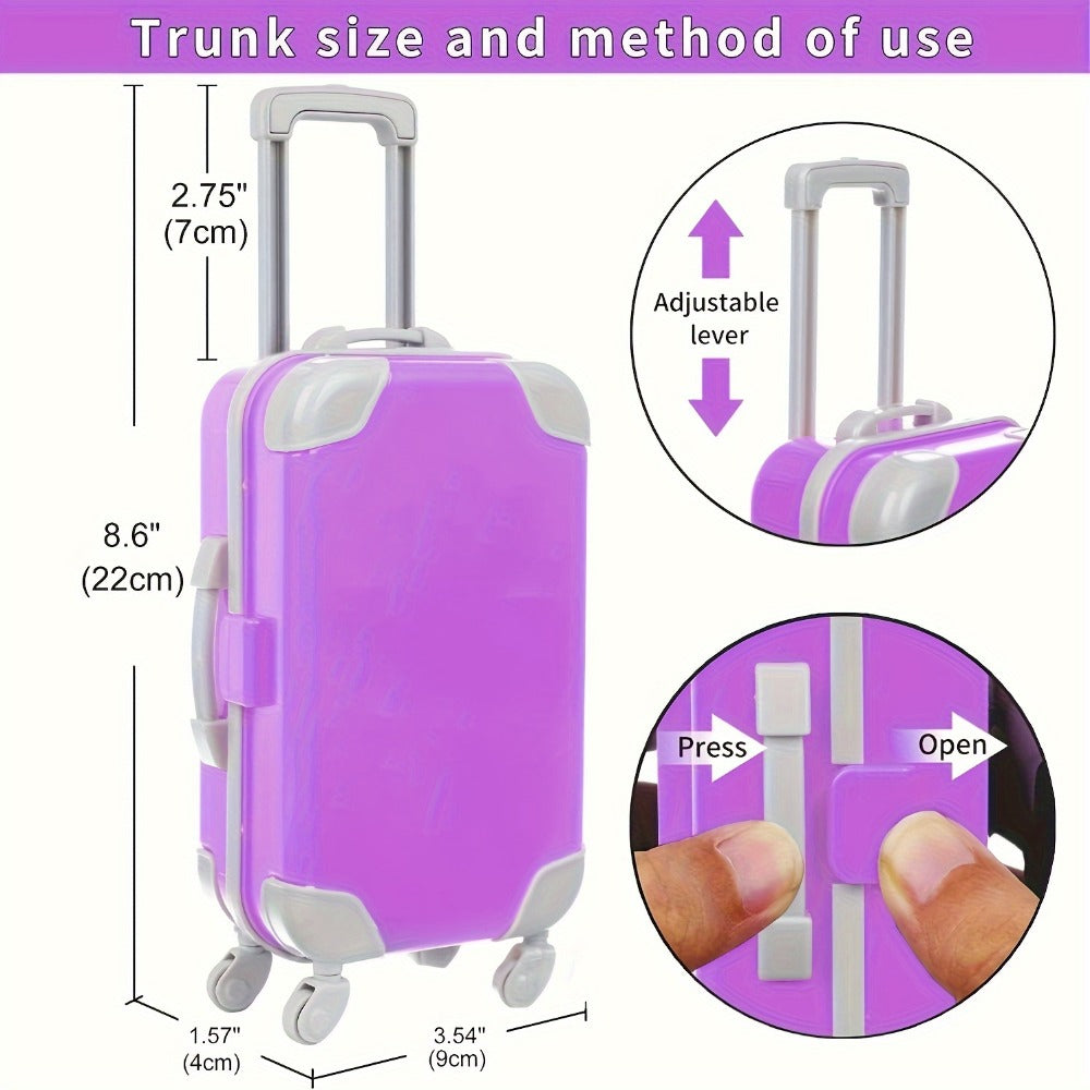 Twenty-Piece Mermaid Travel Accessory Set for 18-Inch Dolls with Purple Suitcase, Skirts and Crown