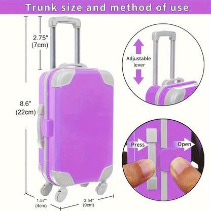 Twenty-Piece Mermaid Travel Accessory Set for 18-Inch Dolls with Purple Suitcase, Skirts and Crown