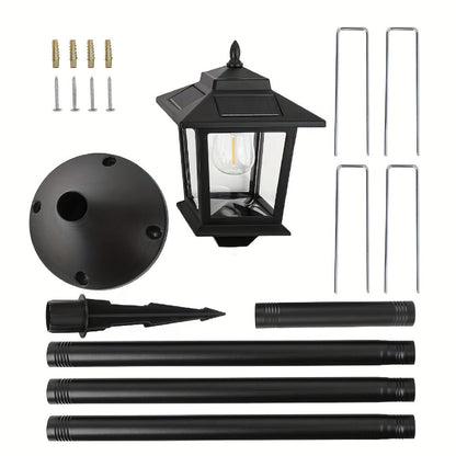 Solar Outdoor Lamp Post Pole Lights 2-Pack Built-in Lithium Battery Auto On Off Waterproof Garden Pathway Yard Porch Driveway Landscape Lighting