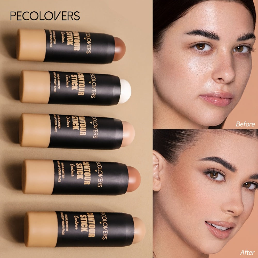 Five-Piece Cream Concealer Stick Set in Five Shades for Face and Body Makeup with Twist-Up Tubes