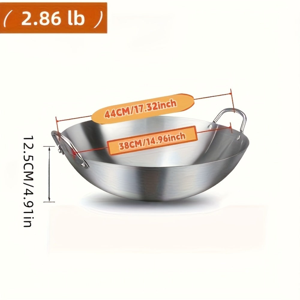 Stainless Steel Wok & Frying Pan – Non-Stick Cooking Surface, Ergonomic Handle, Compatible with Gas, Induction & Electric Stovetops, Extra Thick & Deep, Easy to Clean