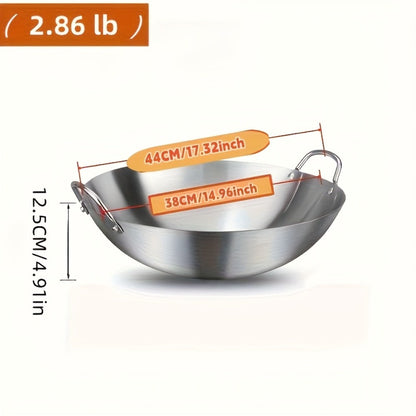 Stainless Steel Wok & Frying Pan – Non-Stick Cooking Surface, Ergonomic Handle, Compatible with Gas, Induction & Electric Stovetops, Extra Thick & Deep, Easy to Clean