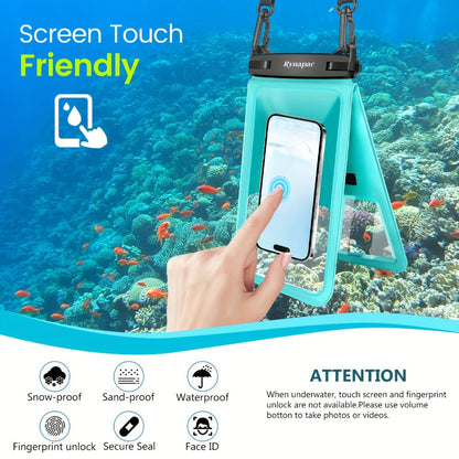 RYNAPC 2-Pack Waterproof Phone Pouch with Lanyard IPX8 Dry Bag for iPhone 16 15 14 Pro Max 6.7 Inch – Double-Layer Shockproof Sandproof Case for Swimming Boating Kayaking Beach