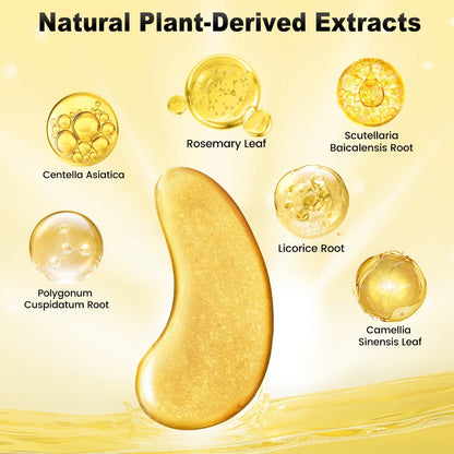 30-Pair ALIEORY Gold-Tone Under-Eye Patch Box with Individual Pouches and Collagen and Hyaluronic Acid Wording