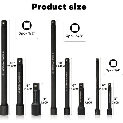 Socket Drive Accessory Kit 18-Piece – Socket Adapters, Extension Bars, Universal Joints & Impact Couplers Chrome-Moly Steel Professional Tool Set