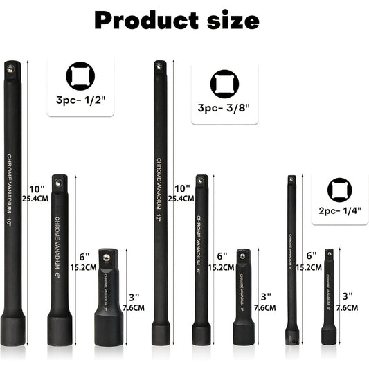 Socket Drive Accessory Kit 18-Piece – Socket Adapters, Extension Bars, Universal Joints & Impact Couplers Chrome-Moly Steel Professional Tool Set