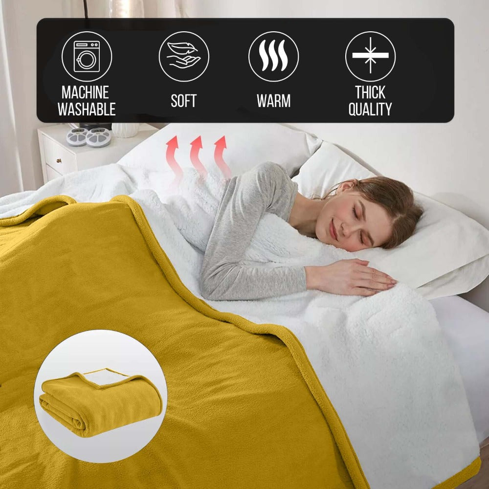 480GSM Sherpa Fleece Blanket – Double-Sided Heavy Warm Throw for Couch, Bed & Travel, Reversible All Season, 13 Colors, 3 Sizes