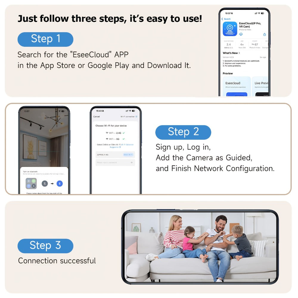 Indoor Security Camera 4-Pack Dual Band WiFi – Full Color Night Vision, Motion Detection Alerts, Two-Way Audio, Built-In Siren, Baby & Pet Monitor, 256GB SD & Cloud Storage for Home
