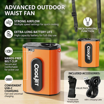 Portable Fan by Coogir, 5000mAh Four-Speed Waist Clip and Neck Model with LED Battery Display