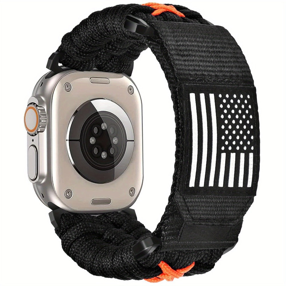 Watch Band with Woven Nylon Loop, Adjustable Metal Buckle and Three Wrist Ranges for Apple Watch Sizes