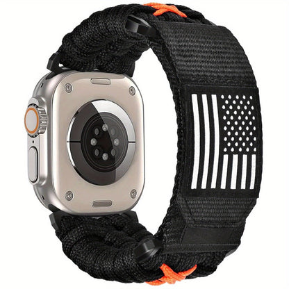 Watch Band with Woven Nylon Loop, Adjustable Metal Buckle and Three Wrist Ranges for Apple Watch Sizes