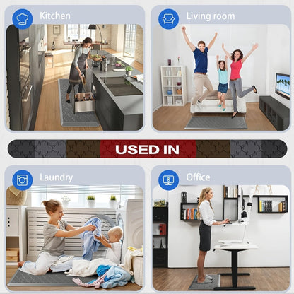 Cushioned Kitchen Standing Mat in Gray or Black with 17.3 x 29.5 and 17.3 x 47-Inch Size Options