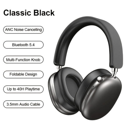 Foldable ANC Over-Ear Headphones with Bluetooth 5.4, Built-In Microphone and Three Color Options for Travel