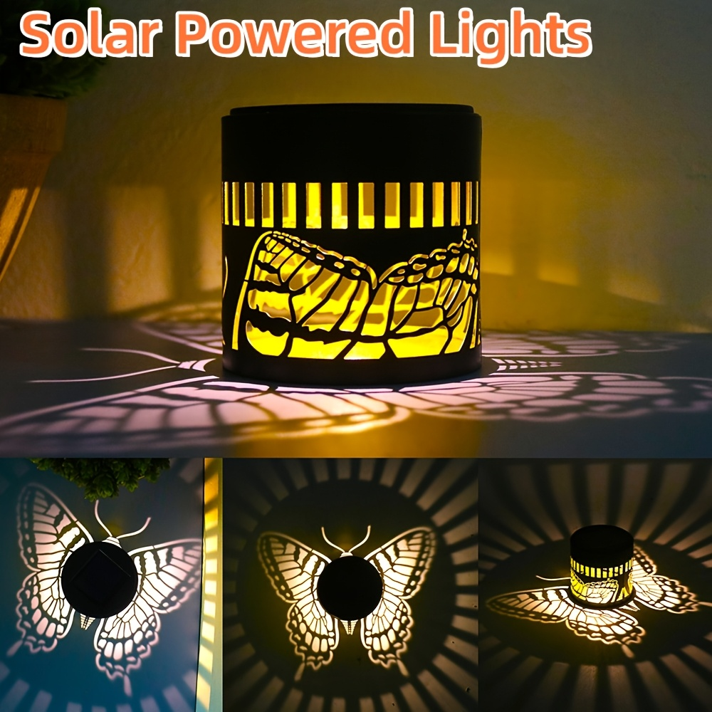 Two- or Four-Piece Solar Butterfly Fence Lantern Set with Metal Cutout Shades, 16 x 7.8 x 8.5cm Each