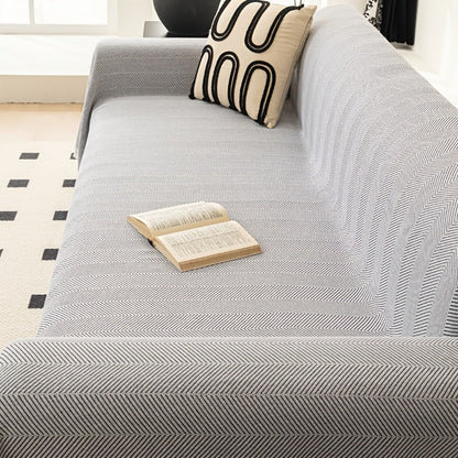 Sofa Cover 71-Inch Herringbone Jacquard Woven Throw with Tassel Fringe in Grey, Coffee, Green or Blue