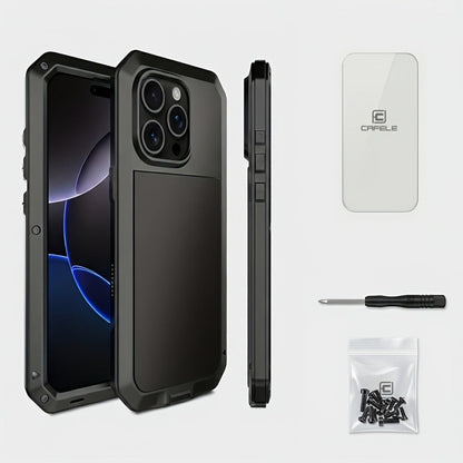 Metal Silicone Heavy Duty iPhone Case Full Body Protection – Anti-Drop Dustproof Shockproof Cover for iPhone 11 12 13 14 15 16 17 Air Plus Pro Pro Max | High-End Fashion Design