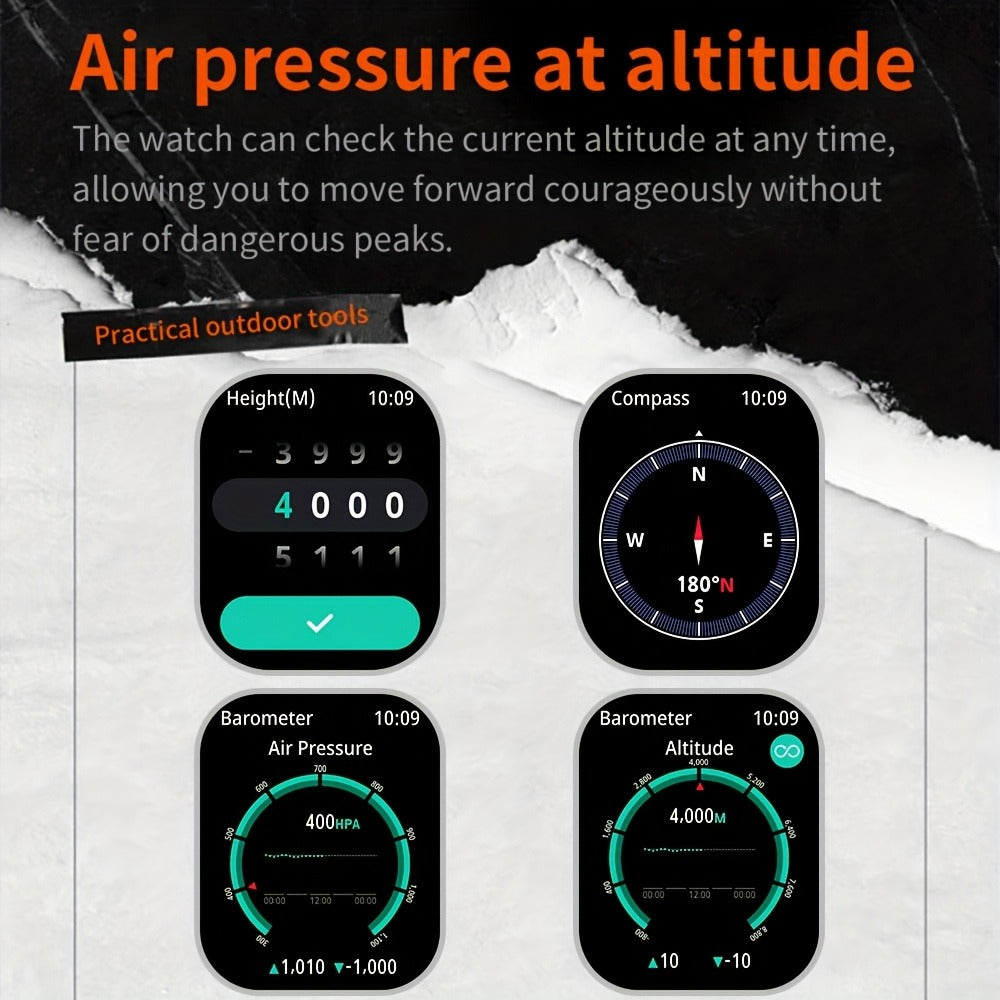 GPS Outdoor Smartwatch All-Metal Body, IPX8 Waterproof, Built-in GPS, Altimeter Barometer & Compass, LED Flashlight, Bluetooth Calling & Message Alerts, Silicone or Steel Strap – Rugged Adventure Watch for Men