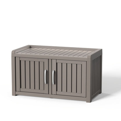 Light Brown Shoe Storage Bench with Hidden Cabinet for Entryway, Porch, Patio, Mudroom or Hallway Organization