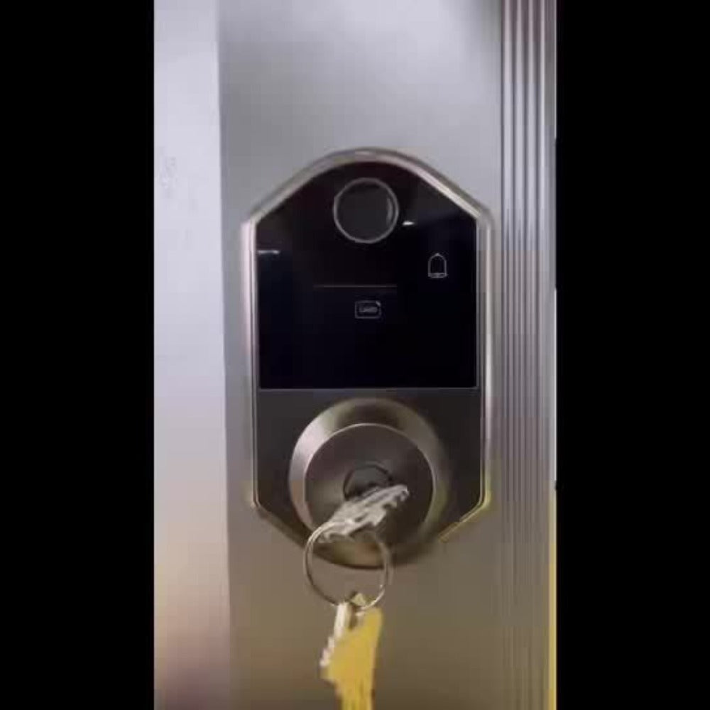 Anti-Peep Keypad Door Lock with Fingerprint & Auto-Lock - Biometric Smart Lock, IC Card Option, Keyless Entry for Home, Bedroom, Office & Apartment, Easy DIY Install, Black & Silver