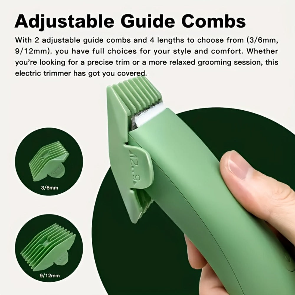 Electric Body Hair Trimmer for Women and Men with Replaceable Ceramic Blades — USB Rechargeable IPX5 Waterproof Pubic Groin Bikini Trimmer Painless Sensitive Skin Hair Shaver