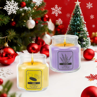 Six-Piece Candle Gift Set with 3.5oz Glass Jars, Fitted Lids, Six Fragrances and Coordinated Gift Box