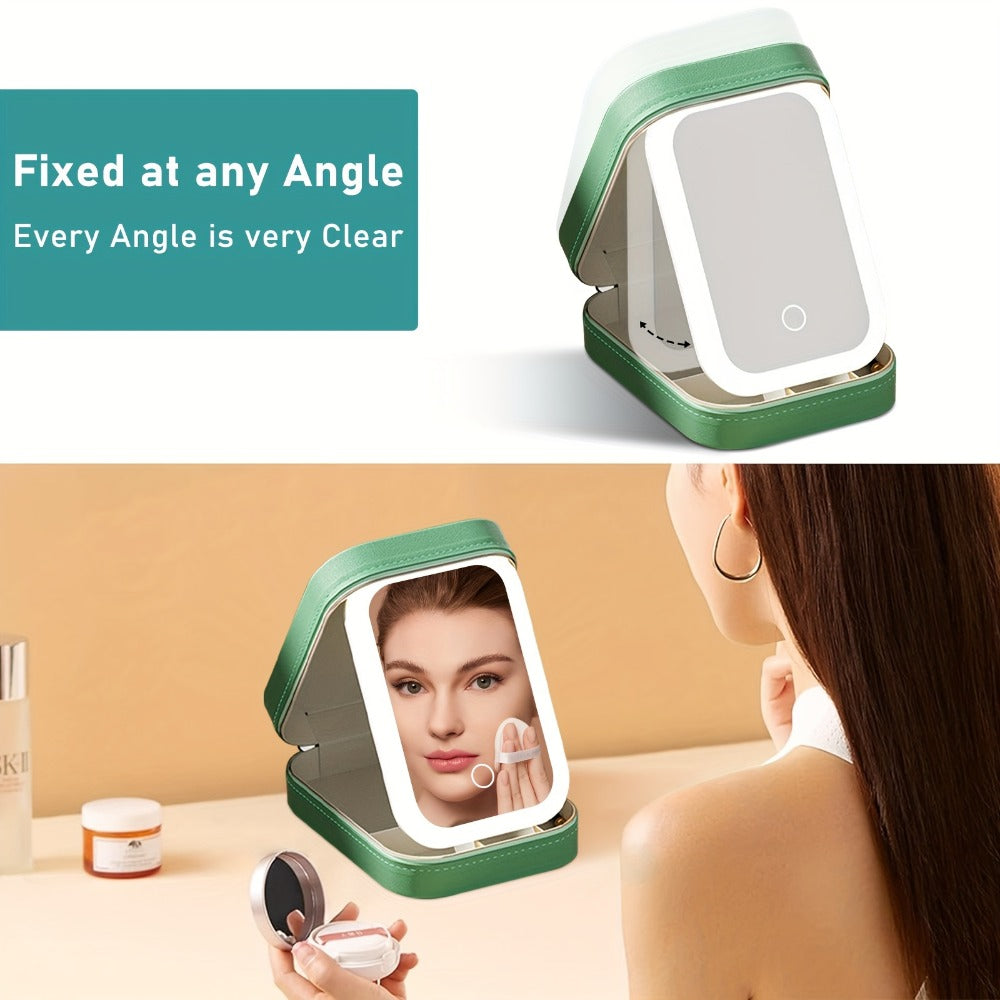Lighted Makeup Case with LED Mirror & Cosmetic Organizer - 1200mAh Rechargeable USB Travel, for Makeup, Travel and Everyday Vanity Use