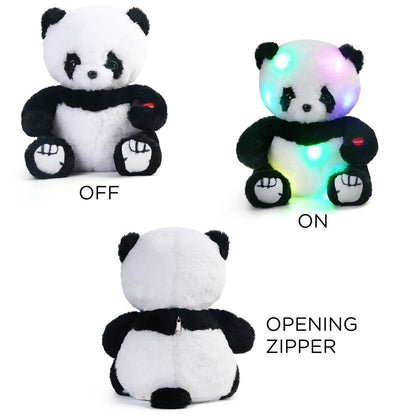 8-Inch Light-Up Panda Plush with Color-Changing LEDs, Soft Stuffed Body, Button Control and 2-AA Battery Compartment