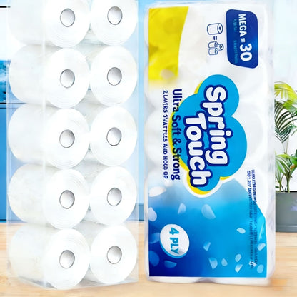 Four-Ply Toilet Paper Rolls in One, Two or Three Packs, Thick Undyed Bathroom Tissue for Home or Office Use