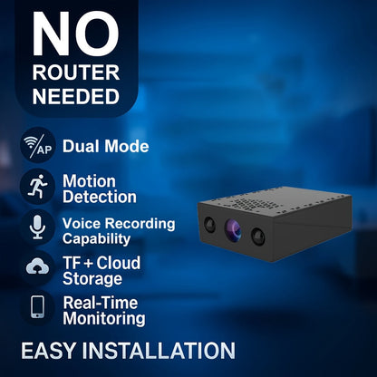 Mini Security Camera No WiFi No Internet Needed, Full HD 1080P Wireless Indoor Camera Built-In AP Hotspot