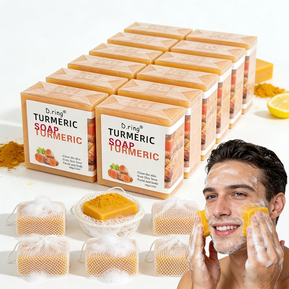 Kojic Acid Brightening Soap Bars 15-Pack — Turmeric Lemon Natural Face & Body Cleanser, Cold Processed Paraben-Free Formula, Gentle Exfoliation for All Skin Types, Bulk Value Set