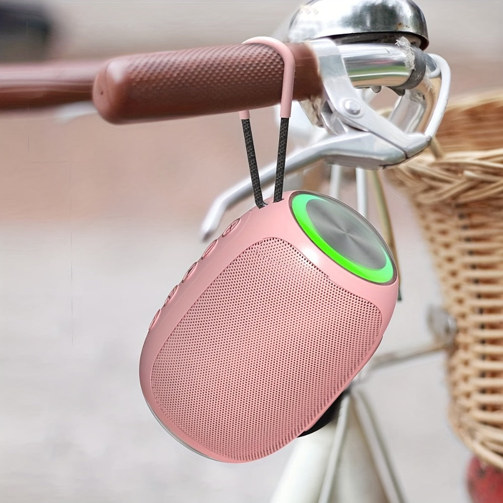 Portable Bluetooth Speaker Foubeak Pink Dual-Speaker Model with Colored LED Lights and Rechargeable Battery